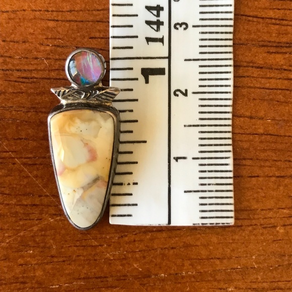 Gourneau Opal and Agate Sterling Silver Western Native American Pendant ✨ - Picture 6 of 7